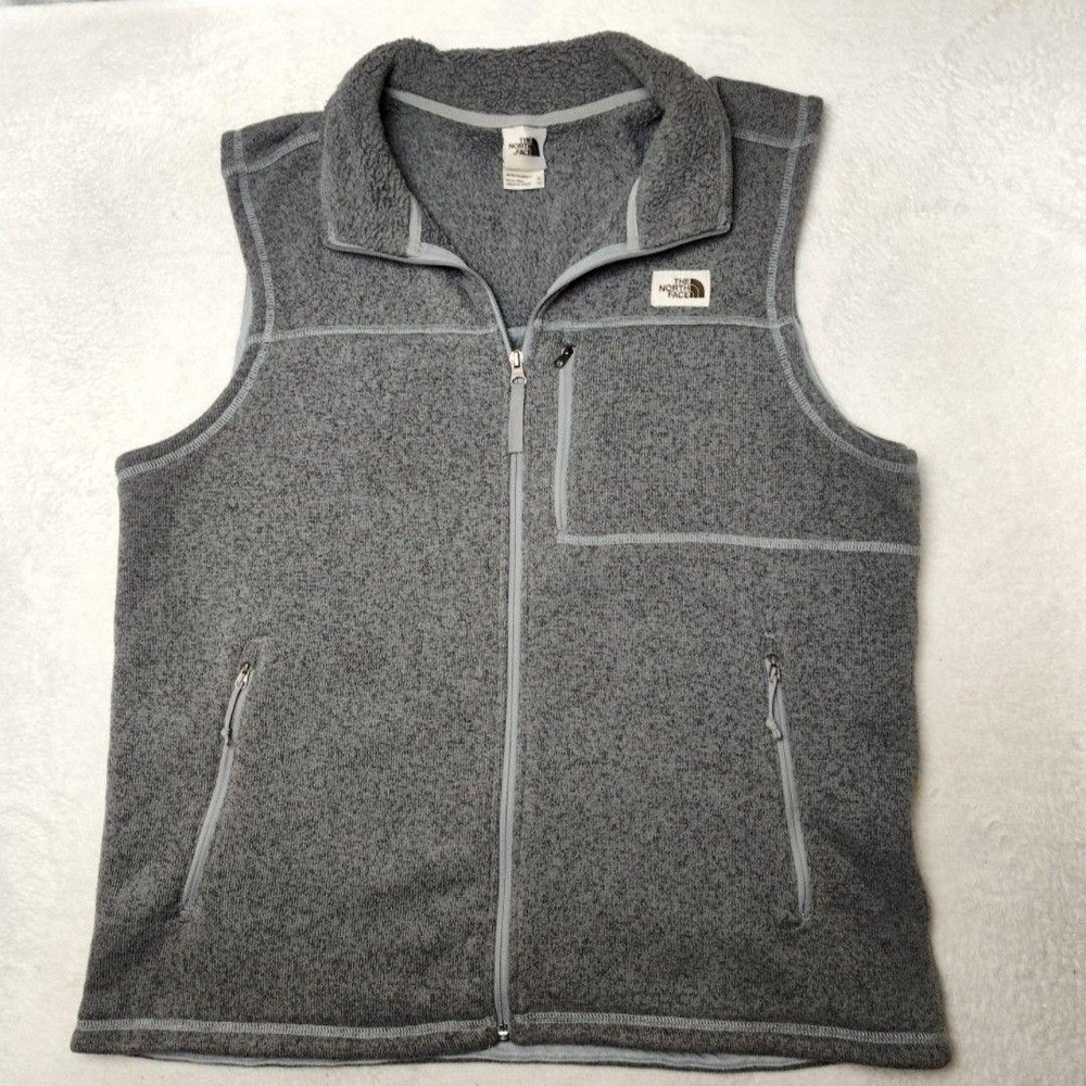 The North Face Vest Mens XL Gray Gordon Lyons Quilted Fleece Full Zip Pockets